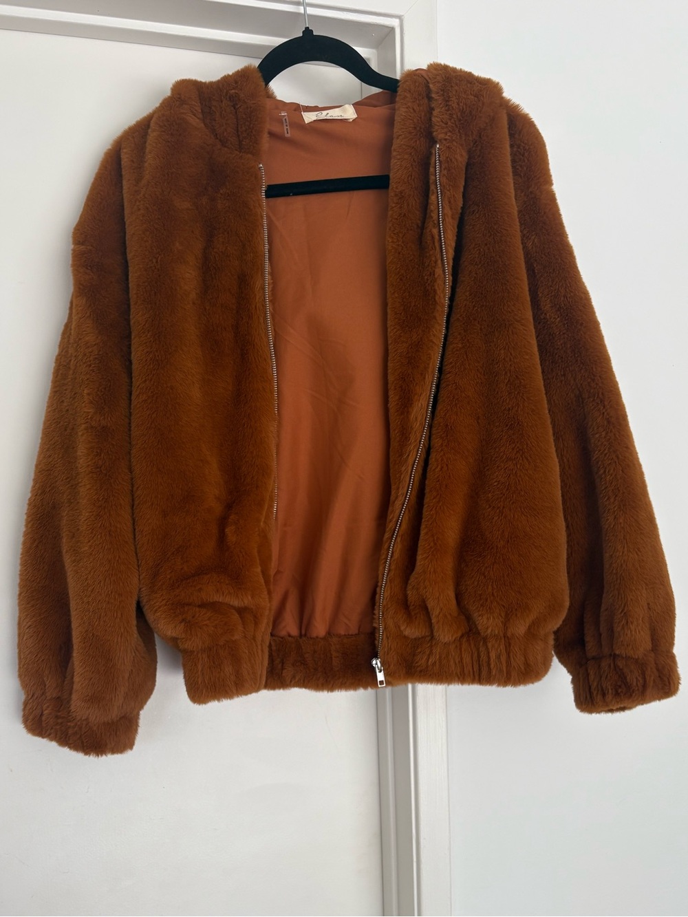 Women’s Elan Camel Faux Fur Hooded Puffer Jacket